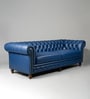 Classic Chesterfield Leather 3 Seater Sofa In Blue Colour