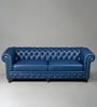 Classic Chesterfield Leather 3 Seater Sofa In Blue Colour