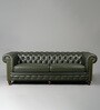 Classic Chesterfield Leather 3 Seater Sofa In Olive Green Colour Classic Chesterfield Leather 3 Seater Sofa In Olive Green Colour