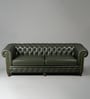 Classic Chesterfield Leather 3 Seater Sofa In Olive Green Colour Classic Chesterfield Leather 3 Seater Sofa In Olive Green Colour