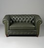 Classic Chesterfield Leather 2 Seater Sofa In Olive Green Colour