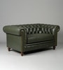 Classic Chesterfield Leather 2 Seater Sofa In Olive Green Colour