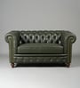 Classic Chesterfield Leather 2 Seater Sofa In Olive Green Colour