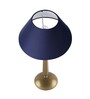 Classic Cubist Gold Brushed Lamp With Blue Shade