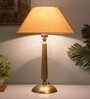 Classic Cubist Gold Brushed Lamp with Golden Shade