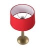 Classic Cubist Gold Brushed Lamp With Red Shade