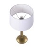 Classic Cubist Gold Brushed Lamp With White Drum Shade