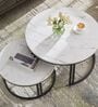 Classic Designer Round  Nesting Coffee Table In White Finish (Set of 2)