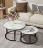 Classic Designer Round  Nesting Coffee Table In White Finish (Set of 2)