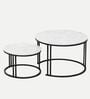 Classic Designer Round  Nesting Coffee Table In White Finish (Set of 2)