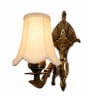 Classic Gold Antique Wall Lamp with Off-White Shade for Hallway