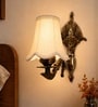 Classic Gold Antique Wall Lamp with Off-White Shade for Hallway