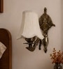 Classic Gold Antique Wall Lamp with Off-White Shade for Hallway