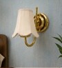 Classic Gold Off-White Fabric Shade Wall Lamp, Living Room & Office