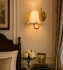 Classic Gold Off-White Fabric Shade Wall Lamp, Living Room & Office