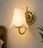 Classic Gold Off-White Fabric Shade Wall Lamp, Living Room & Office