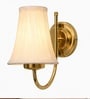 Classic Gold Wall Mounted Lamp with Off-White Cotton Shade & Bedroom