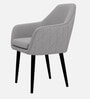 Classic Modern Arm Dining Chair With Black Iron Legs In Light Grey Color