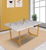 Classic Mylo 6 Seater Marble Top Dining Table in Glossy Gold Finish