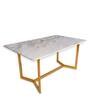 Classic Mylo 6 Seater Marble Top Dining Table in Glossy Gold Finish