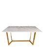 Classic Mylo 6 Seater Marble Top Dining Table in Glossy Gold Finish