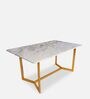 Classic Mylo 6 Seater Marble Top Dining Table in Glossy Gold Finish
