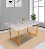 Classic Mylo 6 Seater Marble Top Dining Table in Glossy Gold Finish