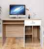 Classic Oak And White Dual Tone Workstation Desk With Textured Veneer Finish