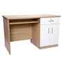 Classic Oak And White Dual Tone Workstation Desk With Textured Veneer Finish