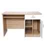 Classic Oak And White Dual Tone Workstation Desk With Textured Veneer Finish