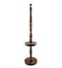 Classic Round Mabel Black Finish Wooden Floor Lamp with White Shade