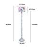 Classic Rustic White Mango Wood Base Floor Lamps Carnation Print Satin Shade
