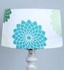 Classic Rustic White Mango Wood Base Floor Lamps Dahlia Floral Print Satin Shade