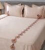 Classic Sand 300TC 100% Cotton Solids Flat Embroidered Super King Bedsheet With 2 Pillow Covers