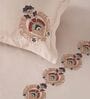 Classic Sand 300TC 100% Cotton Solids Flat Embroidered Super King Bedsheet With 2 Pillow Covers