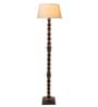 Classic Sphere Ball Antique Black Finish Wooden Floor Lamp with Khadi Shade