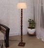 Classic Sphere Ball Antique Black Finish Wooden Floor Lamp with Khadi Shade