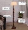 Classic Sphere Ball Antique Black Finish Wooden Floor Lamp with Khadi Shade