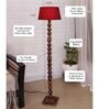 Classic Sphere Ball Antique Black Finish Wooden Floor Lamp with Red Shade
