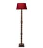 Classic Sphere Ball Antique Black Finish Wooden Floor Lamp with Red Shade