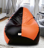 Classic XXL Bean Bag with Beans in Black & Orange Colour