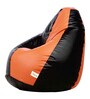 Classic XXL Bean Bag with Beans in Black & Orange Colour