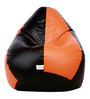 Classic XXL Bean Bag with Beans in Black & Orange Colour