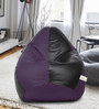 Classic XXL Bean Bag with Beans in Black & Purple Colour
