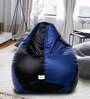 Classic XXL Bean Bag with Beans in Black & Royal Blue Colour