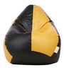 Classic XXL Leatherette Bean Bag with Beans in Black & Yellow Colour