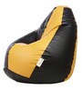 Classic XXL Leatherette Bean Bag with Beans in Black & Yellow Colour