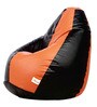 Classic XXXL Leatherette Bean Bag with Beans in Black & Orange Colour