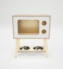 Classic TV Cat House in Natural Finish with Bowl