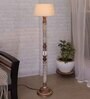 Classic Twister Antique White Finish Wooden Floor Lamp with Khadi Shade